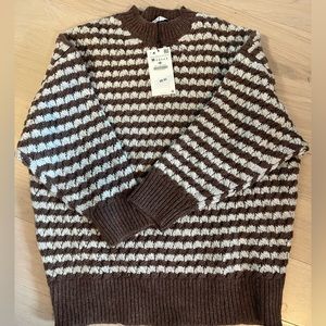 Zara brown and white medium oversized sweater